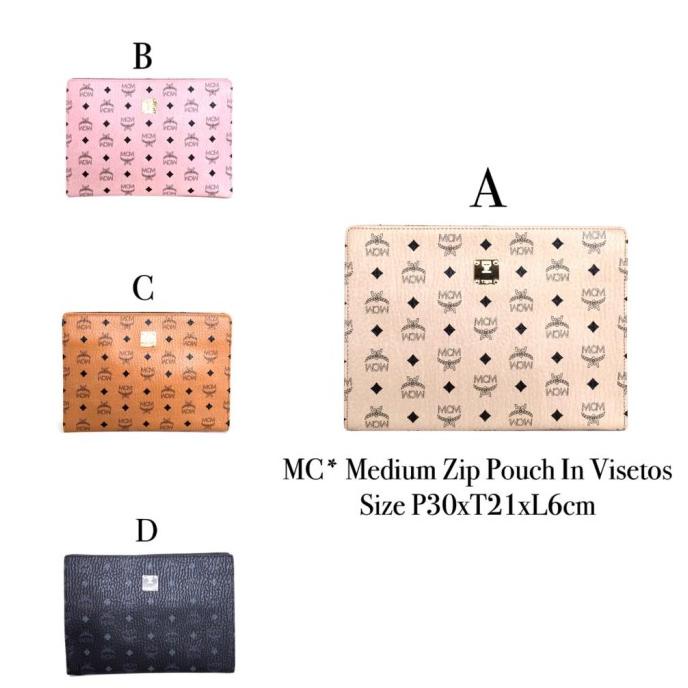 Sale Now Mcm Medium Visetos Zip Pouch Clutch Original Fo Ori Authentic Original