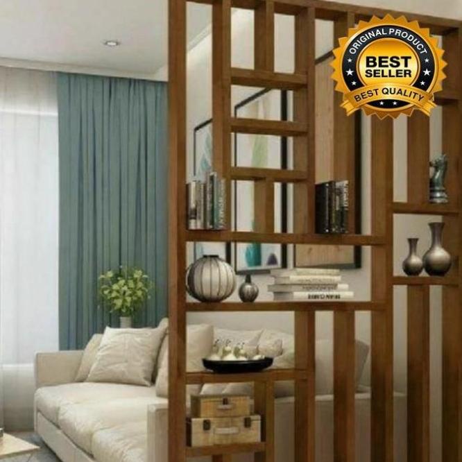Partisi Pembatas Ruangan Hambalan Rak Pajangan Dekorasi Ruang Tamu