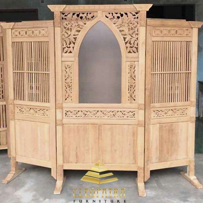 Partisi Penyekat Ruangan Jati Ukir Gebyok Sketsel Pembatas Ruang Kayu