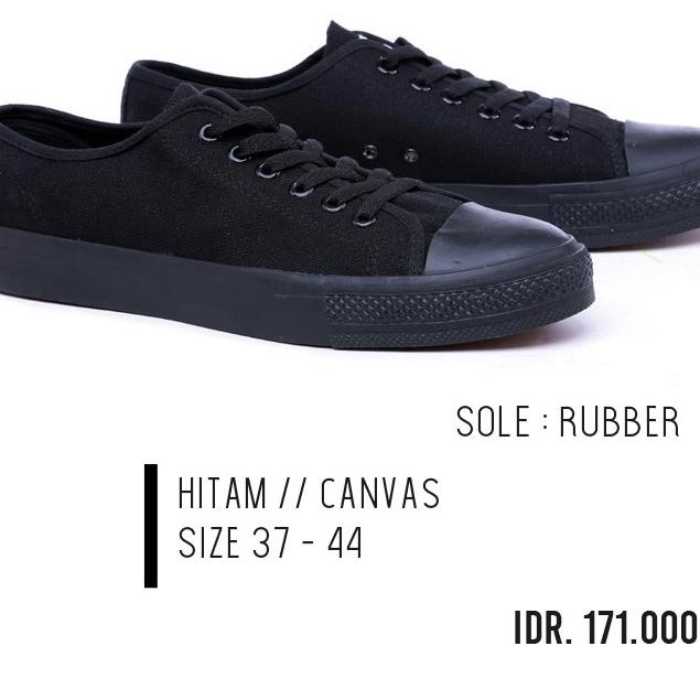 Sepatu Warior Canvas Hitam Full Unisex Cowok Cewek Sepatu Sekolah Sd Smp Sma Smk Ngampus G-Shoes