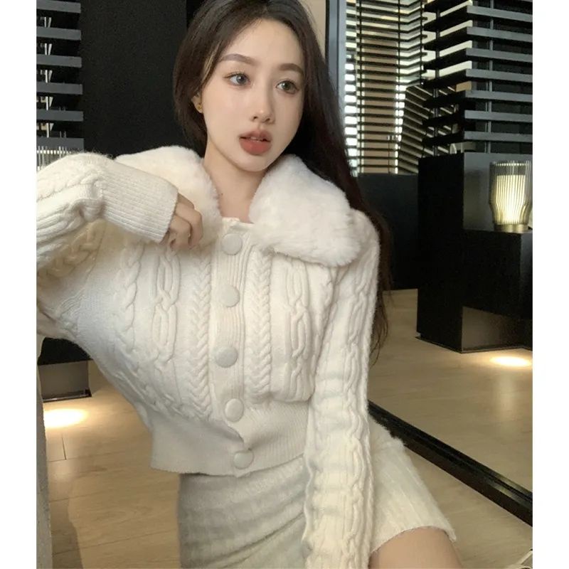 Knitted Sweater Fur Collar #2311