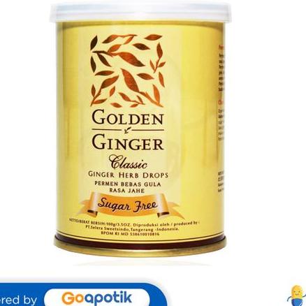

Promo ✔️ Golden Ginger Can Herb Drop Sugar Free Classic 100 Gram