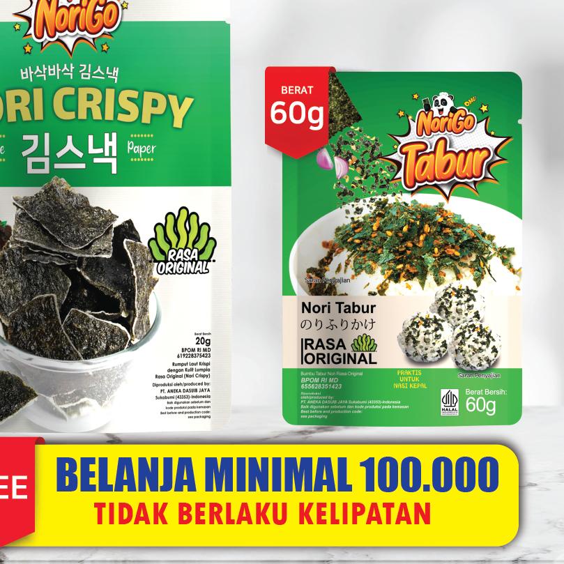 

Termurah ✔️⭐ {PAKET PROMO BUY 3 GET 1} Nori Crispy Seaweed Snack // Seaweed Crisps Snack // NORIGO // Korean Snack-20g