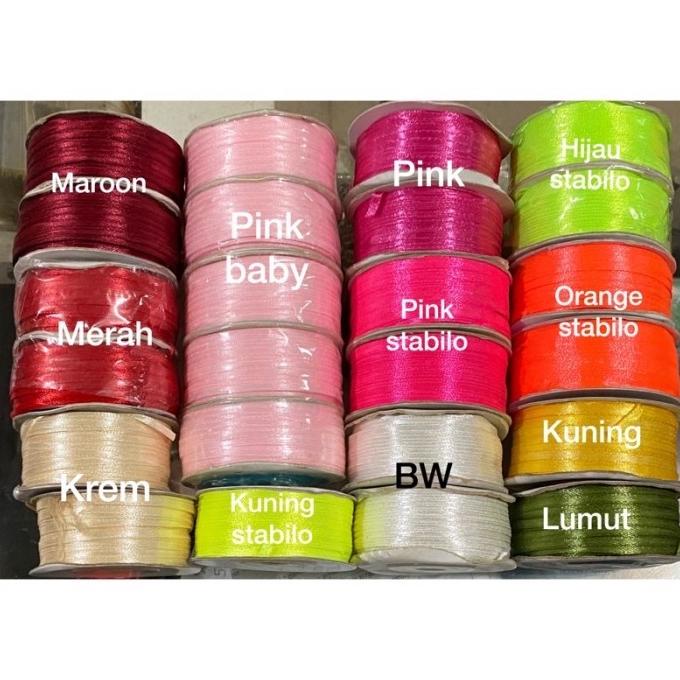 

siap kirim] Pita satin 1/8 inch 0,3 cm 3 mm per rol - pita saten
