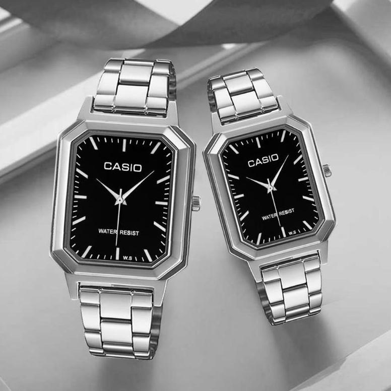 Jam Tangan cauple kasual Rantai Besi Body segi