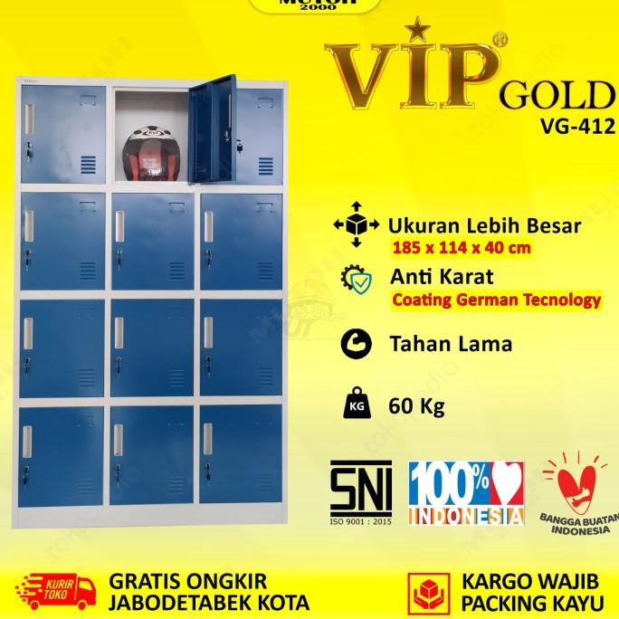 

Big Sale Vip Gold Vg-412 Loker Besi 12 Pintu Steel Locker Masuk Helm Berkualitas