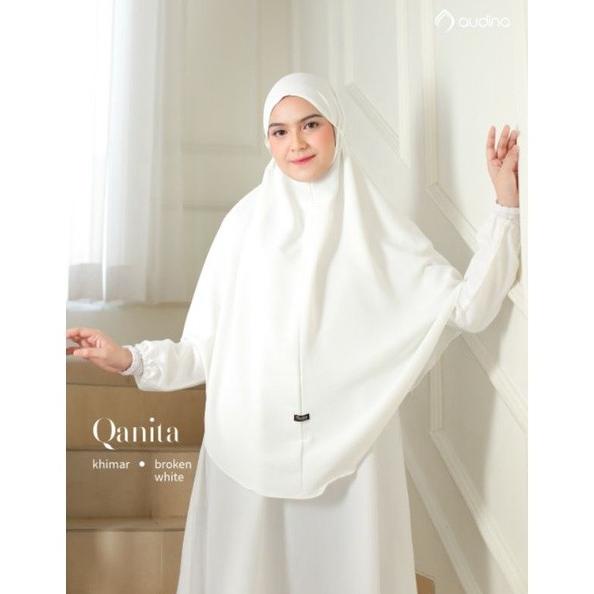 Qonita Khimar Putih Tulang ORI Audina Jilbab Tali Jilbab Umroh Haji No