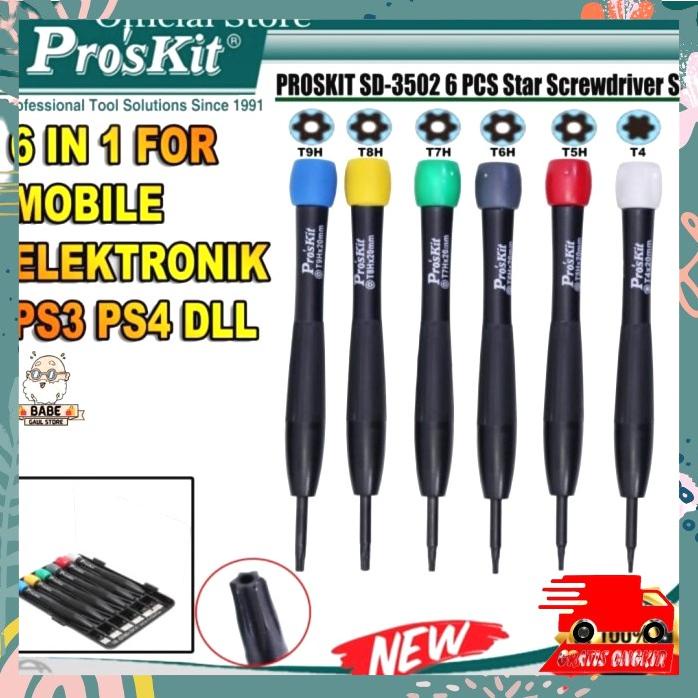 Obeng Set Presisi Bintang 6 In 1 Proskit Sd-3502 T4 For Ps3 Ps4 Mobile