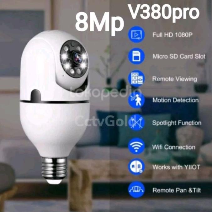 Cctv Bohlam Lampu Camera Cctv V380 Pro Wifi Wireless Model Bohlam Lamp