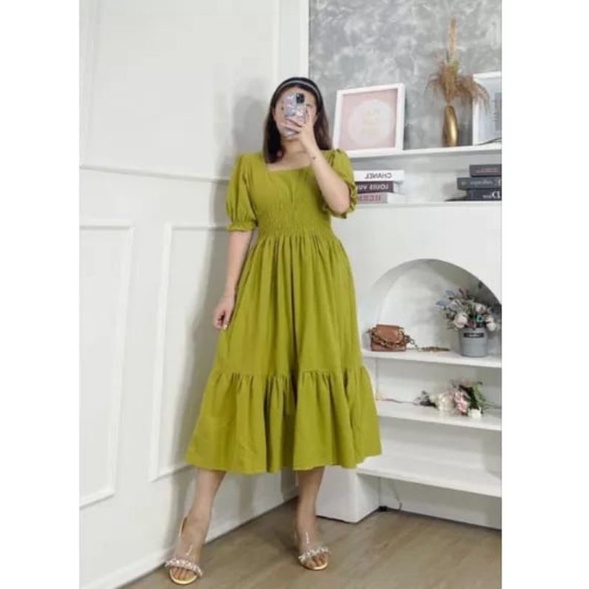 DRESS CRINGKEL AIRFLOWFUJI KARET PINGGANG