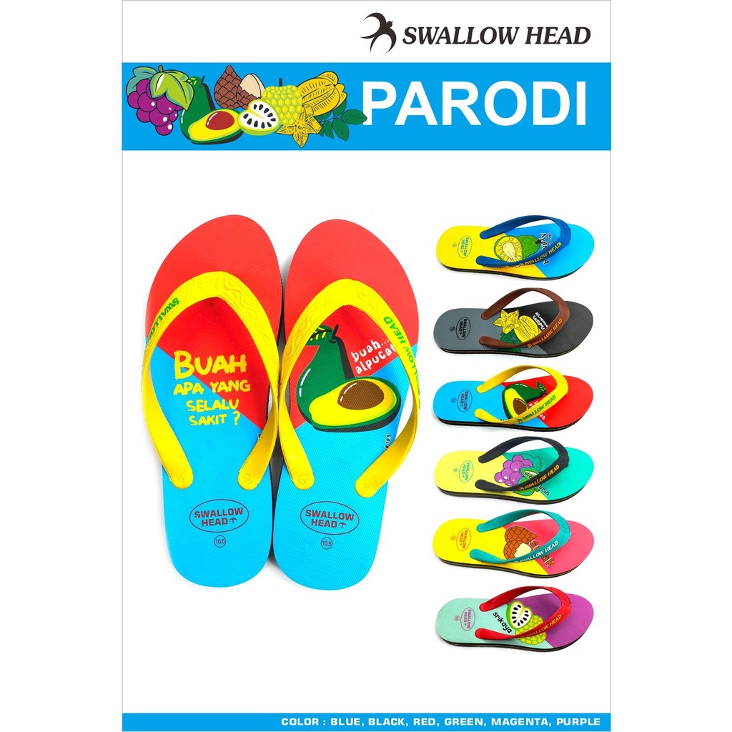 Sandal Jepit Karet Warna Cerah Swallow Head Swallow Parodi