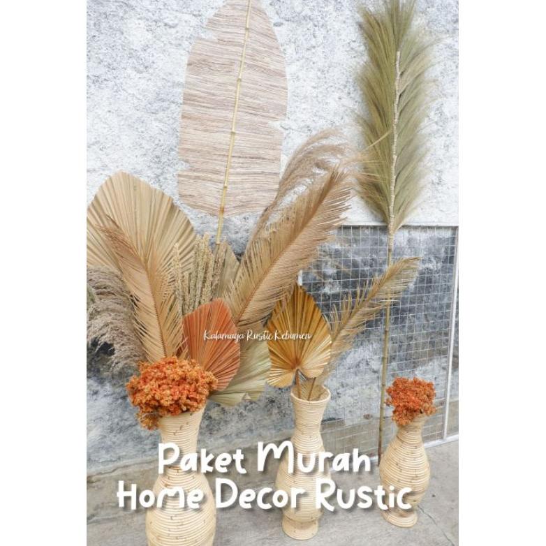 Daun Kering Palem Dekorasi Rustik Pampas Sikas Ilalang Ranting Wedding Lamaran Engagement