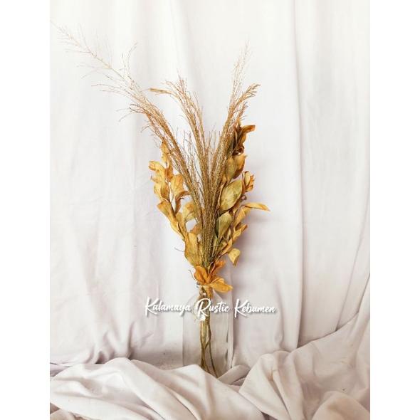 Bouqet Rustic Ruskus | Daun Kering Hiasan Buket Bunga Dekorasi Rustic Mahar Craft Dried Flowers Arti