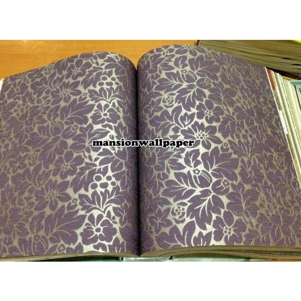 Wallpaper Dinding Bunga Ungu Silver