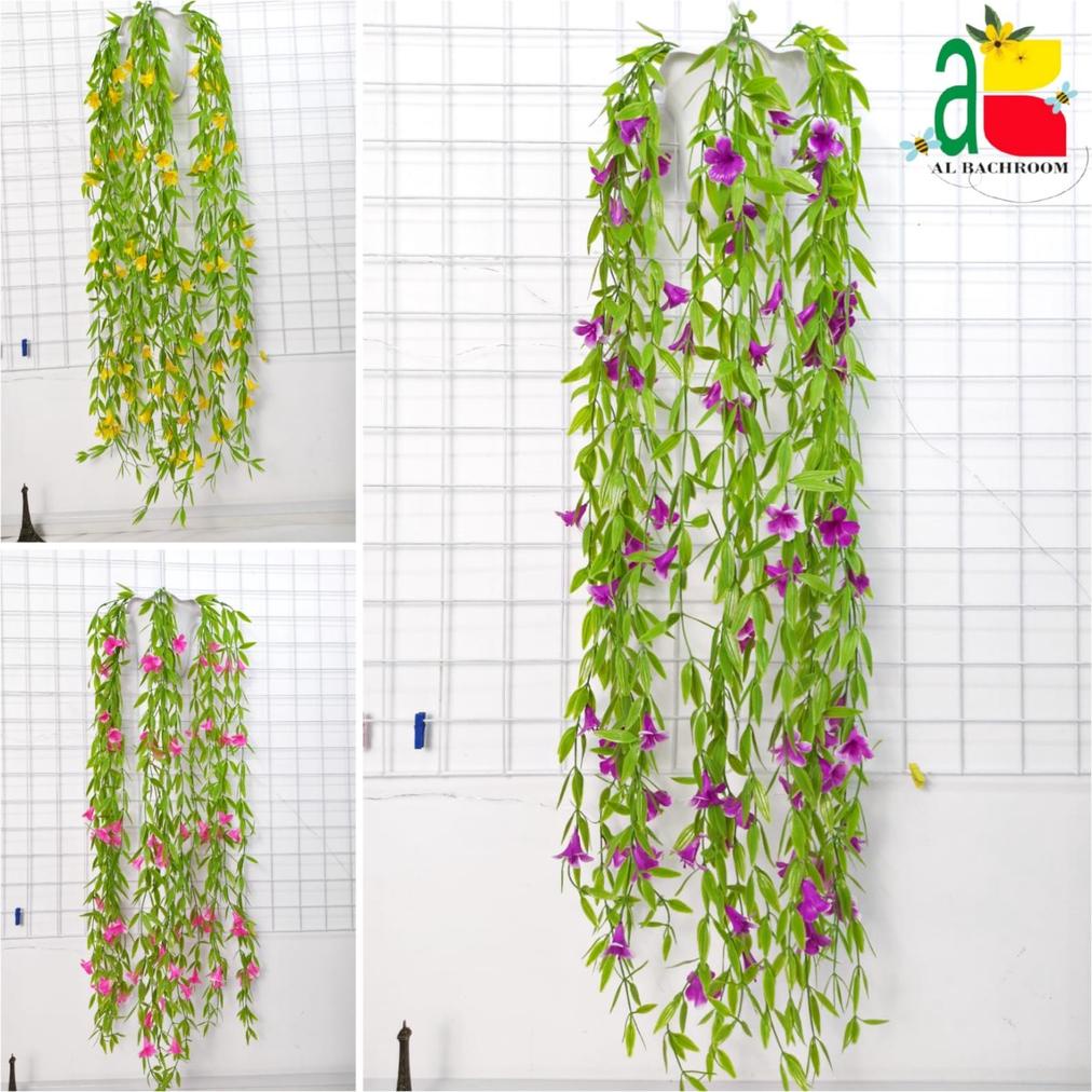 TANAMAN BUNGA PLASTIK LILI GANTUNG 110CM BUNGA ARTIFICIAL DEKORASI WEDDING HIASAN DINDING