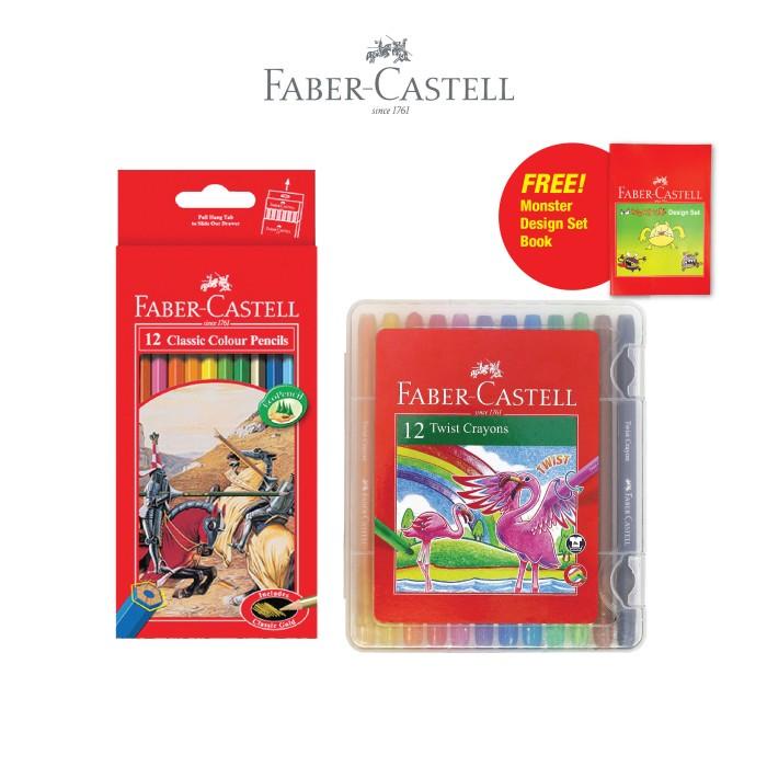 

Faber-Castell Pensil Warna set12 & Twist Crayon 12 Free Buku Mewarnai Best Seller