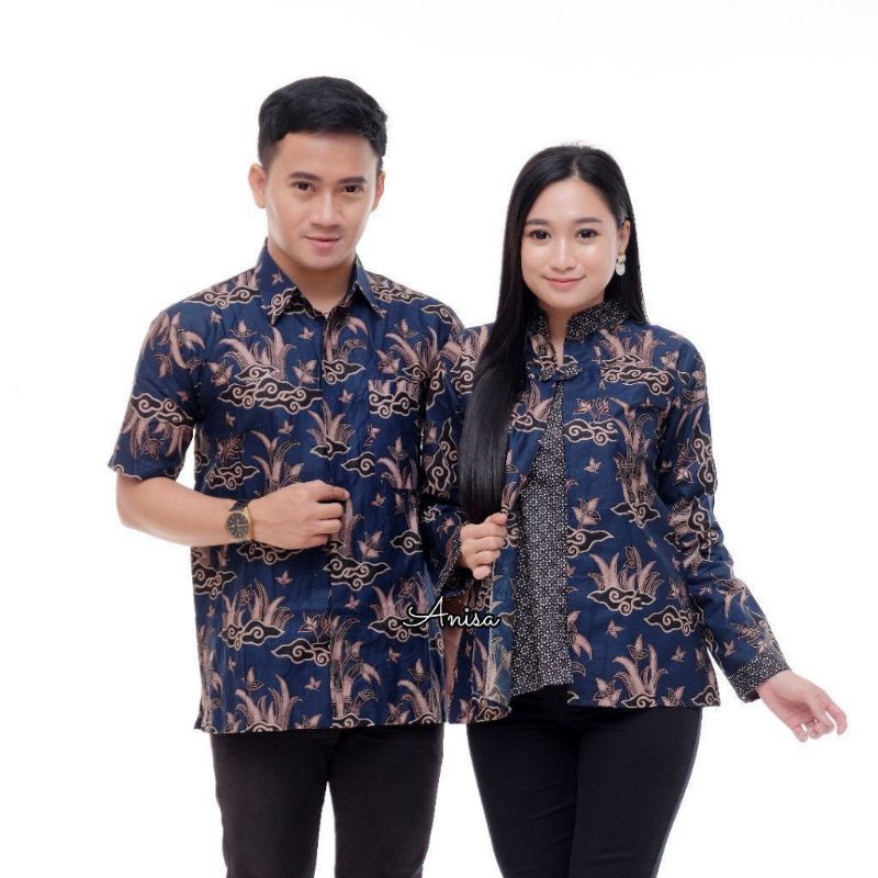 Batik Couple Modern Baju Batik Wanita Blus Hem Atasan Batik Kerja Wanita M L XL XXL Lengan Panjang