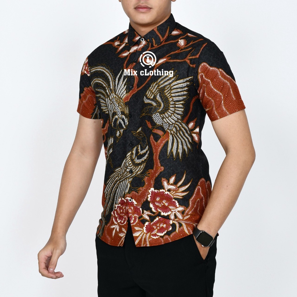 Baju Batik Pria Slimfit Kemeja Lengan Pendek Slim Premium Kode 2014