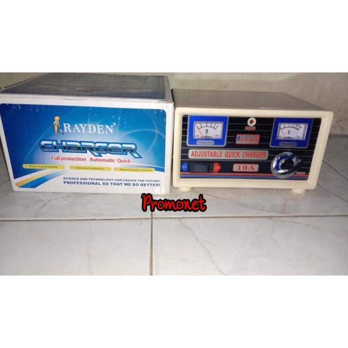 Rayden Charger Aki 10 Ampere Otomatis, Cas Aki Otomatis 6-12V/ 10A