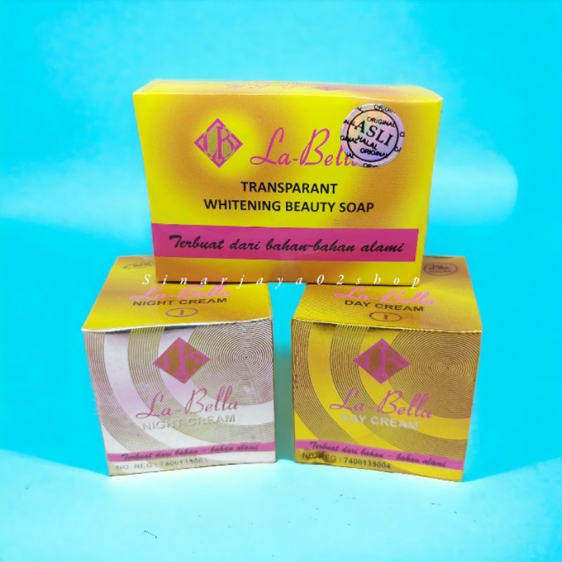 CREAM LABELLA GOLD 3 IN 1 SIANG DAN MALAM + SABUN LABELA WHITENING ORIGINAL