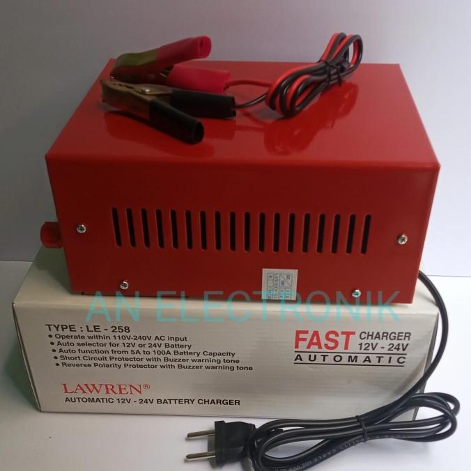 Fast Charger Accu Aki 12V-24V Automatic Charger Aki 12V-24V Lawren