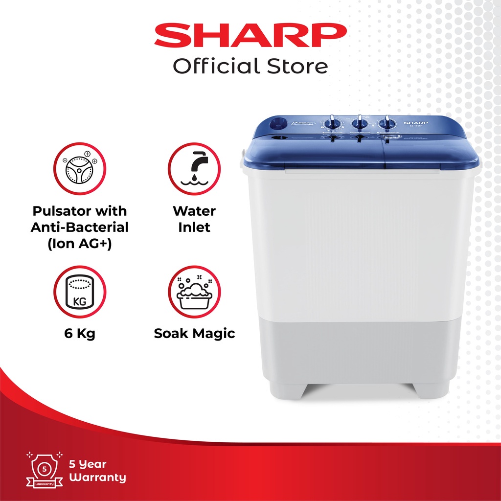 Sharp Mesin Cuci Dua Tabung 6kg ES-T65NT-BL SHARP OFFICIAL SHOP