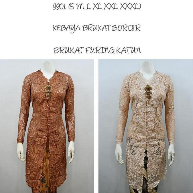 New Indah Kebaya Brukat Bordir Encim Tunik Lengan Panjang Bordir