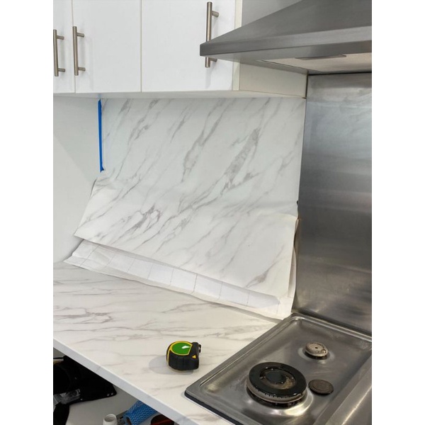 Wallpaper Dinding Furniture Dapur Waterproof Anti Noda dan Panas Motif Marmer Marble Serat Kayu Polo