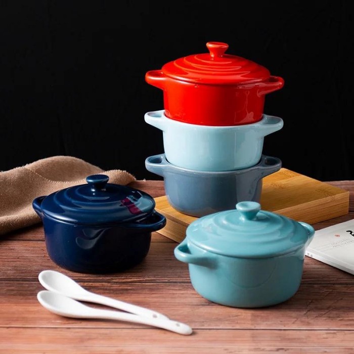 

Mangkok Mini Keramik Tutup Mini Ceramic Bowl with Lid / Ramekin Oven