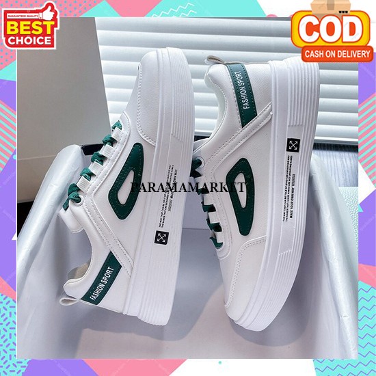 Sneakers Wanita Korea Putih Hitam Sepatu Sekolah Premium Casual Tali Import Tinggi Korean Style Bran