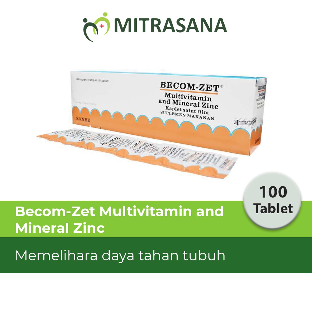 Becom Zet 1 Box 100 Kaplet Multivitamin B Complex dan Zinc