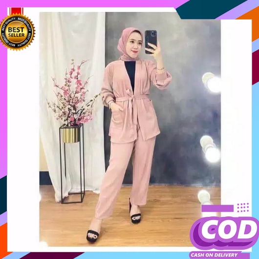 Setelan Blazer Wanita 1 Set Jumbo Import Terbaru Oneset Dewasa Kekinian Remaja Rok Baju Murah Hijab 