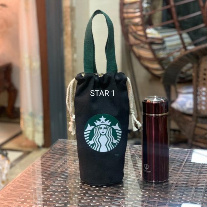 New Tempat Tas Tumbler Botol Minum Starbucks Kanvas Bag Model Jepang Berkualitas