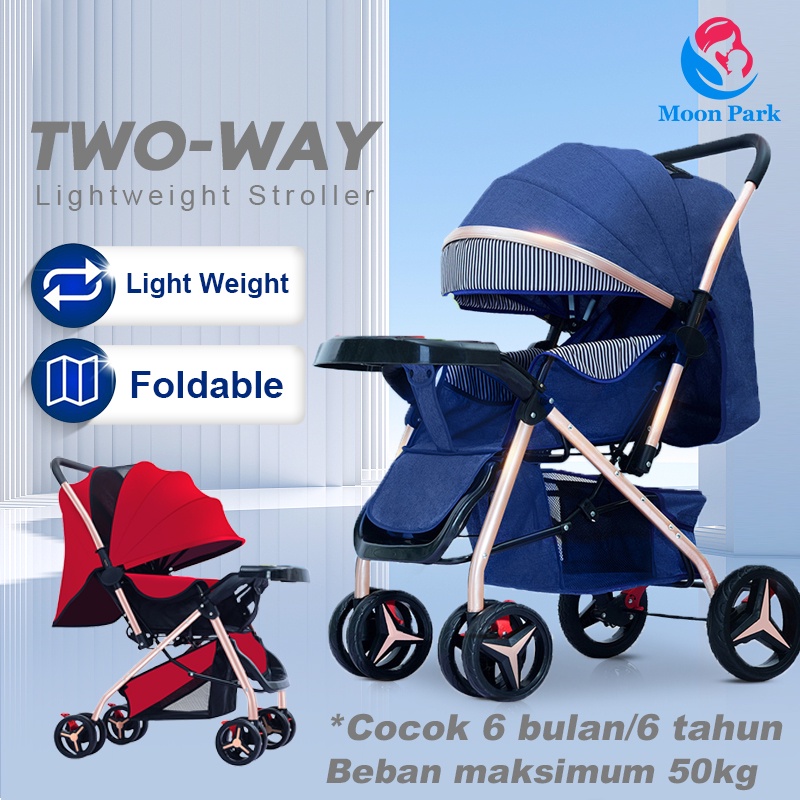 stroller baby foldable two-way baby carriage Kereta dorong bayi lipat satu tombol Bantalan 50kg