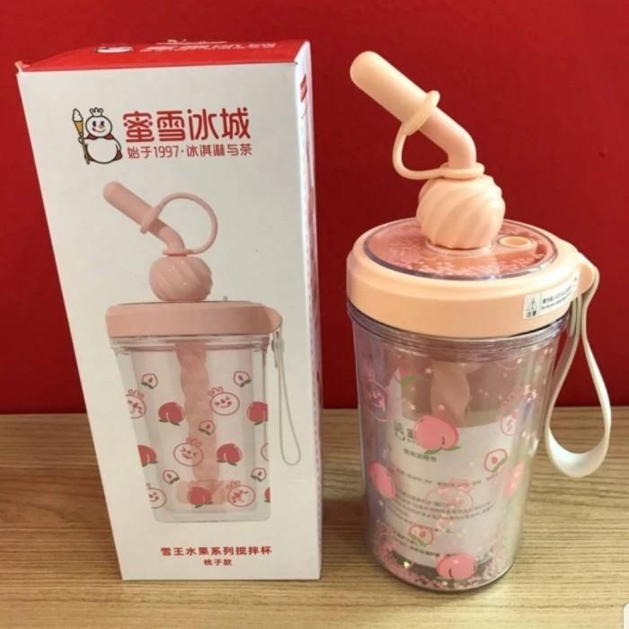 Tumbler Mixue bottle minum anak 500ml botol xuewang snowking lucu pink
