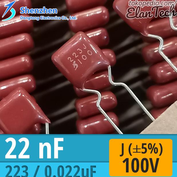 22nF / 223 J 100V Milar Film Capacitor 22n 22 nF Kapasitor Elan73c