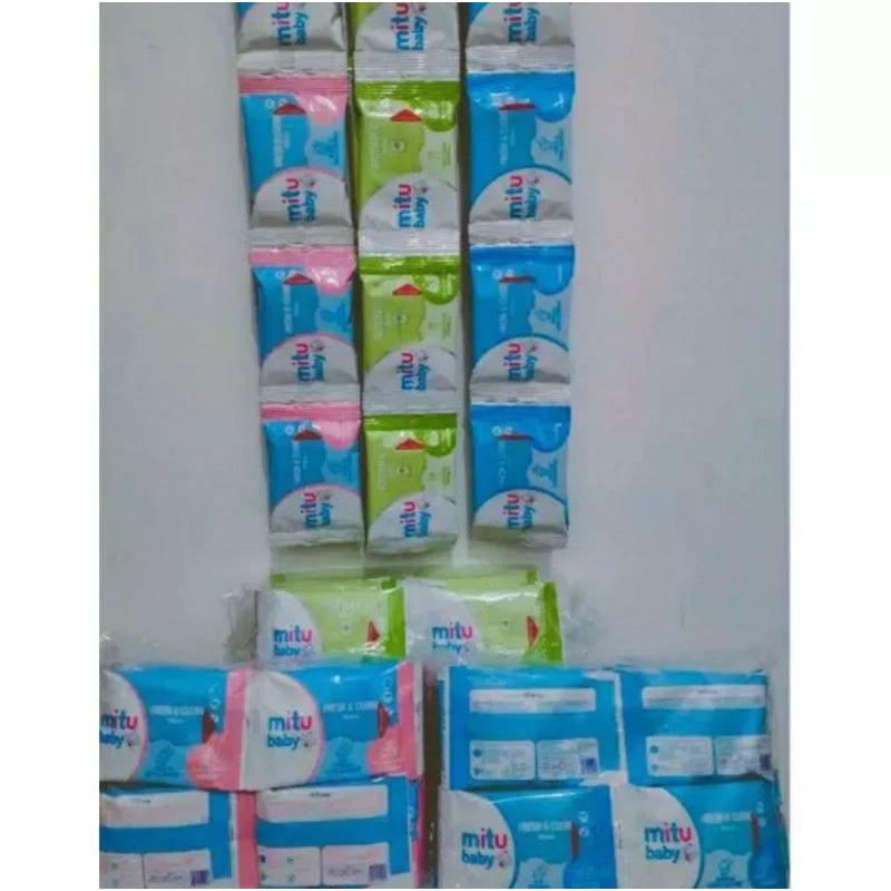 Tissue Basah Mitu Mini Pack 4's 1 Renceng (12 Sachet)