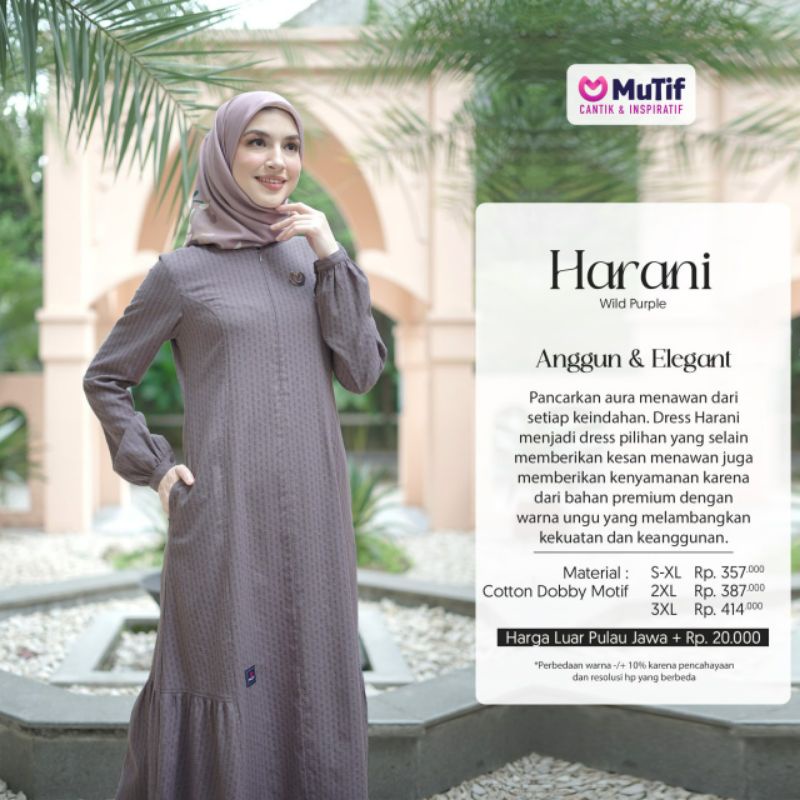 Mutif Harani Wild Grey Mutif Harano Wild Purple Baju Muslim Gamis Dress Casual Premium Terbaru Ori Lebaran 2023 Sarimbit