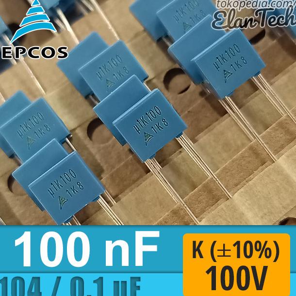 Epcos 100nF / 104 / 0.1uF J 100V 100 nF Capacitor Kapasitor Elan73c Segera Beli