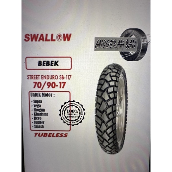 Ban luar 70 90 17 sb 117 street enduro swallow tubless ring 17 sb 117 TL swallow