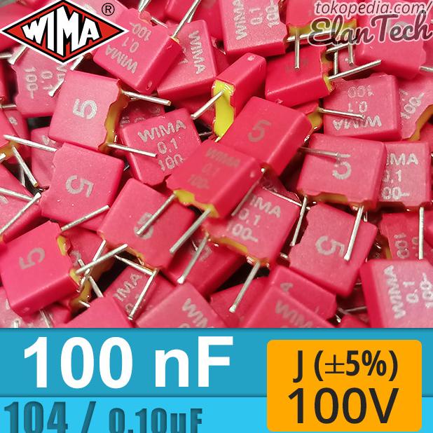 Wima 100nF / 104 / 0.1uF J 100V MKP2 MKP Polypropylene Capacitor Kapasitor ElanTech Elan73c Segera D