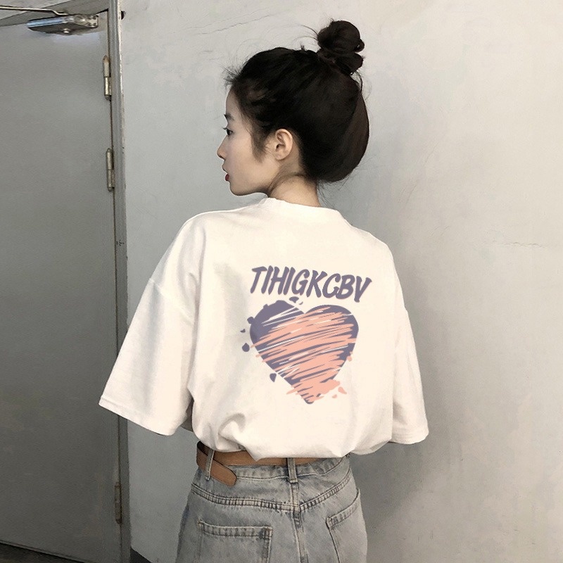 Suhao kapas murni putih depan bahu T-shirt wanita musim panas lengan pendek rasa desain ceruk leher bulat longgar oversize top in pasang kaos impor wanita kaos wanita gaya korea lengan pendek kaos pendek perempuan