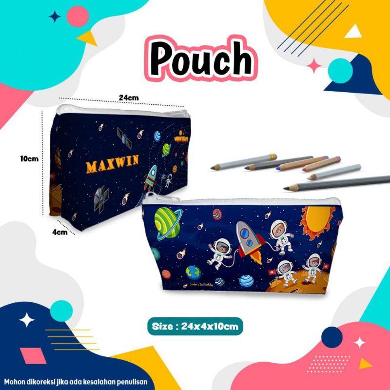 

Pouch Custom/Nama/Foto Astronot/tempat pensil/Souvenir Kado/ Hadiah/Wadah Kostak/ Kotak/Dompet