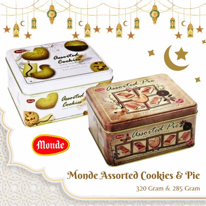 Monde Assorted Cookies dan Genji Assorted Pie 320gr biskuit kaleng leb