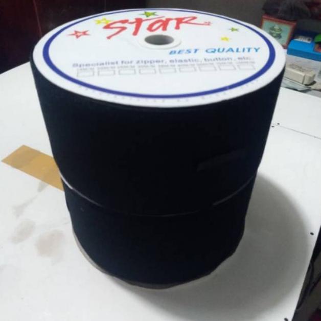 Velcro perekat 10cm warna hitam 1roll ( halus/kasar)
