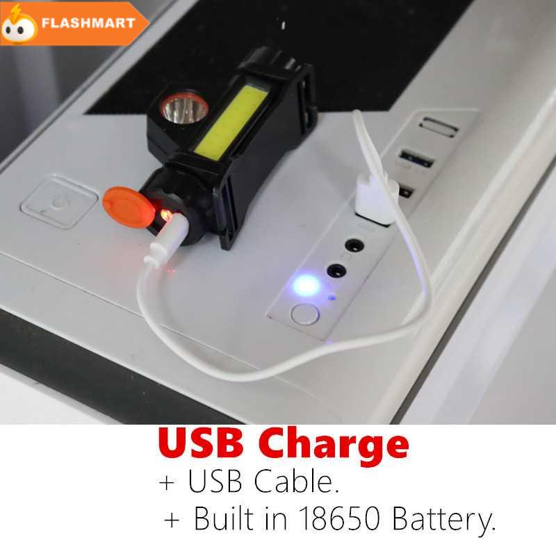 FLASHMART Senter Kepala LED Headlight USB Rechargeable Q5 + COB - LE022