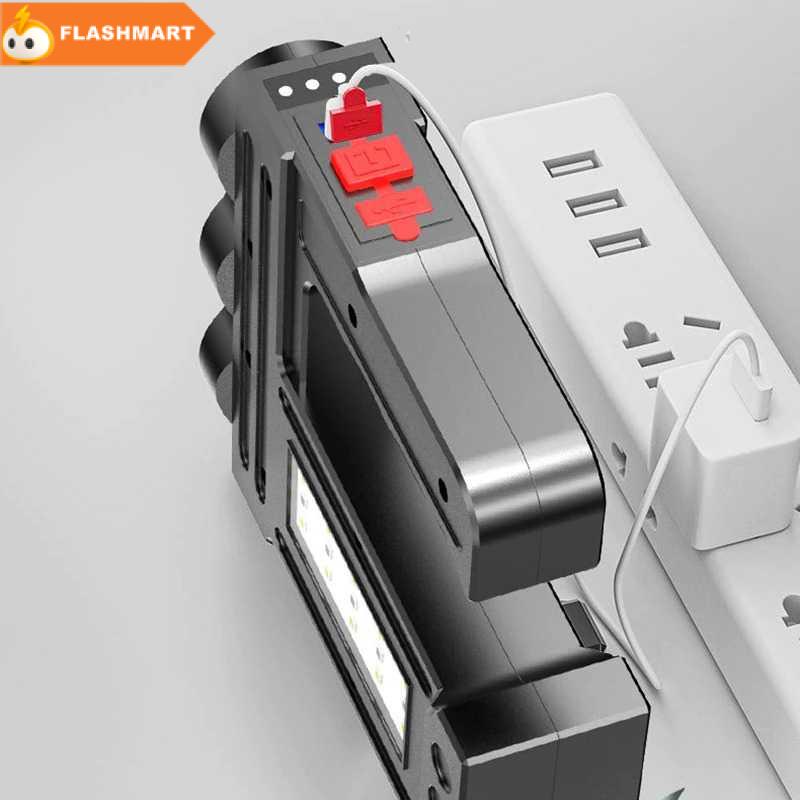 FLASHMART Senter LED Flashlight Torch USB Rechargeable 3 XPE COB - DT12