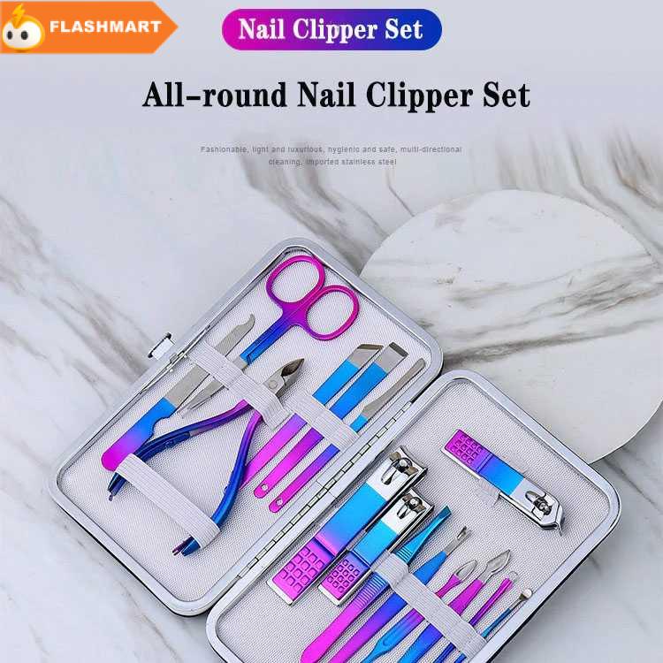 FLASHMART Nail Art Set Gunting Kuku Manicure Pedicure 15 PCS - 7023D