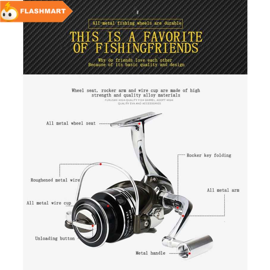 FLASHMART BY3000 Reel Pancing Spinning 12+1 Ball Bearing 5.2:1