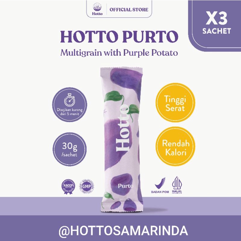 

HOTTO PURTO MULTIGRAIN dengan Ubi Ungu - 3 sachet @30gr - SAMARINDA KALTIM
